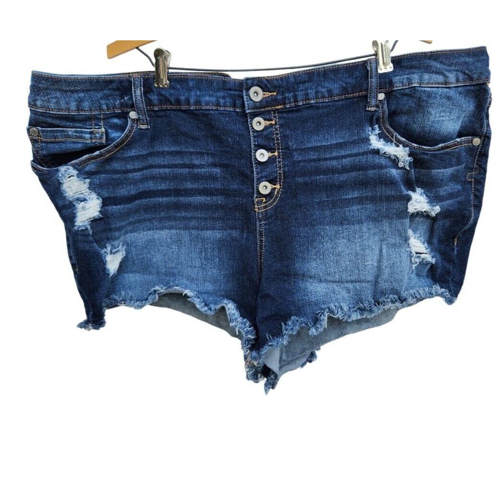 Torrid Denim Jean Shorts Women's Size 4X  26 Distressed Rip Button Fly